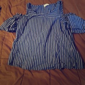 Cold Shoulder Striped Top
